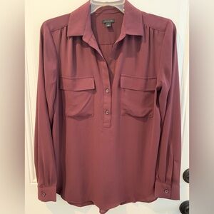 Ann Taylor Plum Camp Shirt -Sz Small